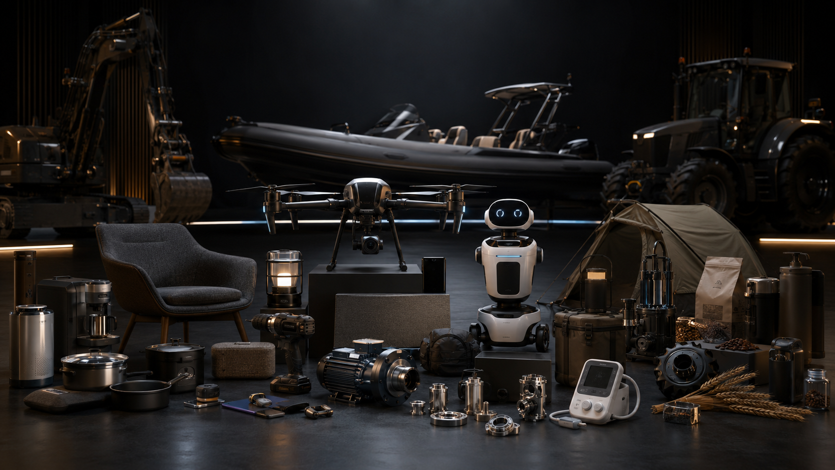 A broad display of everyday, technology, robotics, equipment and specialist product concepts